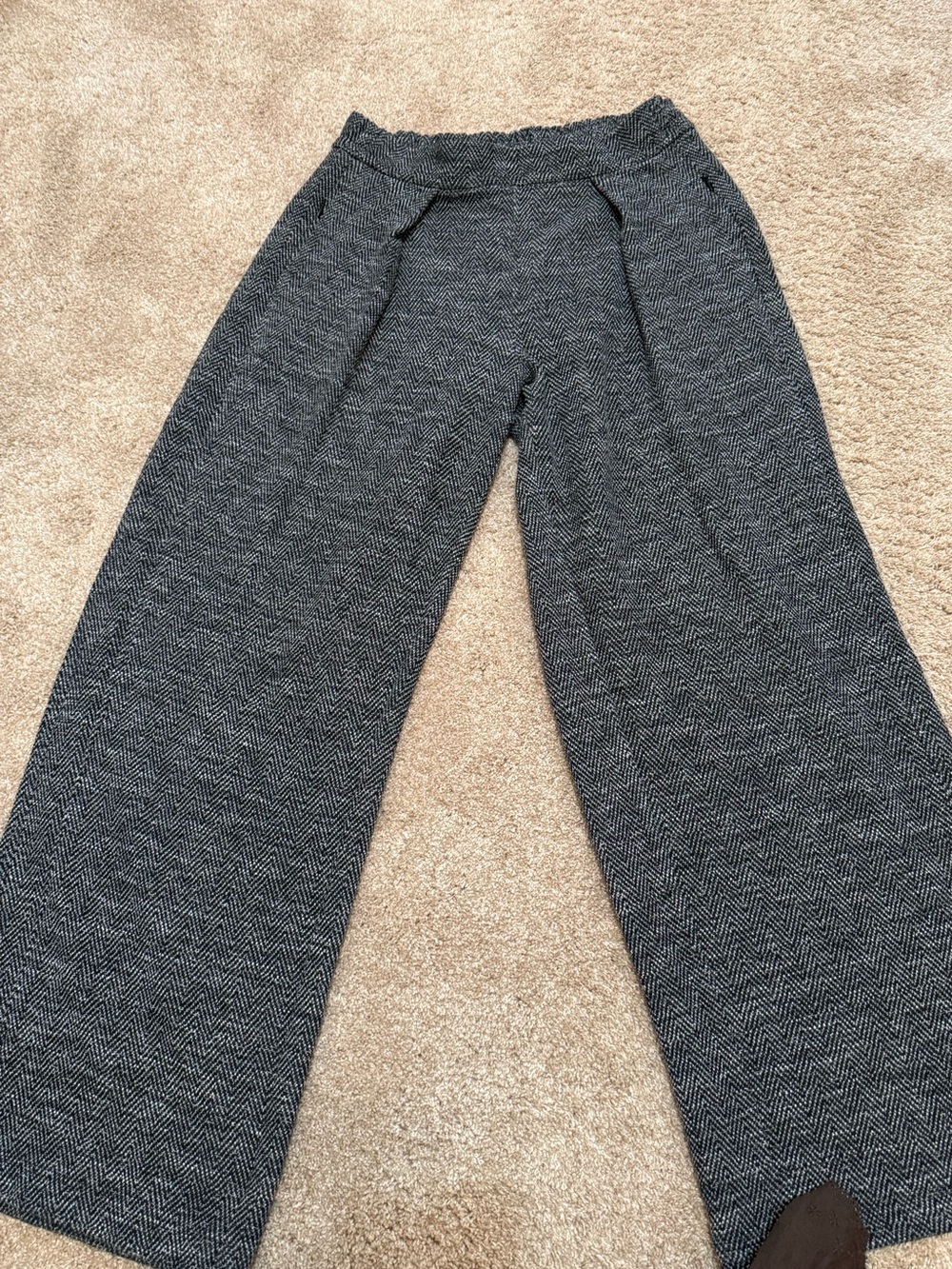 ME+EM Wide-Leg Herringbone Trousers - Black